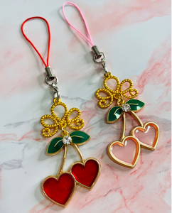 Pink Heart Cherry Charm