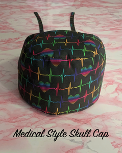 Rainbow Heart Beat Skull Cap