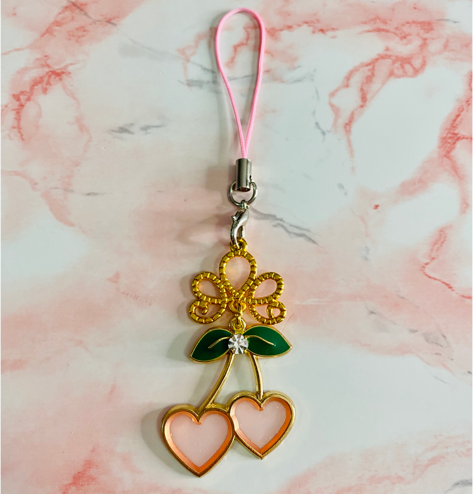 Pink Heart Cherry Charm