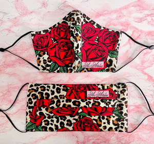 Leopard & Roses Face Mask